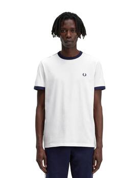 Camiseta Fred Perry Ringer Hombre Blanco