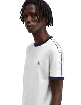 Camiseta Fred Perry Ringer Hombre Blanco