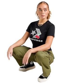 Camiseta Converse Cherry Star Chevron Mujer Negro
