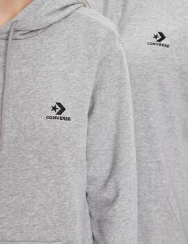Sudadera Capucha Convers Go-To Embroidered Star Unisex  Gris