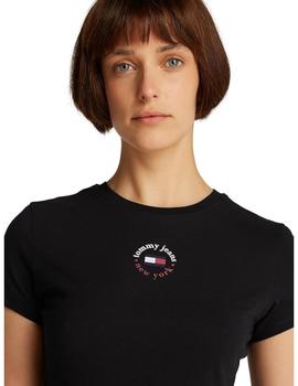Camiseta Tommy Slim Essential Mujer Negro