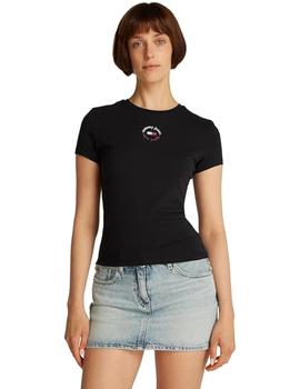 Camiseta Tommy Slim Essential Mujer Negro