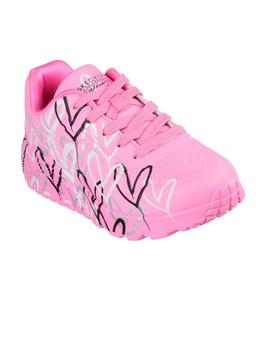 Zapatillas Skechers Uno Lite Metallic Love Junior Rosa