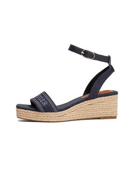 Sandalias Tommy Espadrille Mid Wedge Mujer Azul