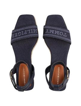 Sandalias Tommy Espadrille Mid Wedge Mujer Azul