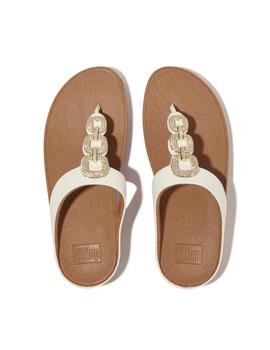 Sandalias FitFlop Fino Crystal Chain Leather Mujer Blanco