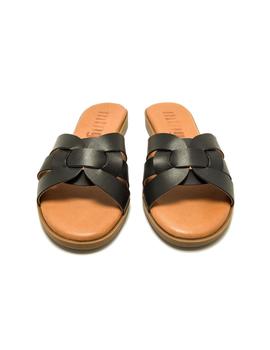 Sandalias Mustang Serraje Laminado Mujer Negro