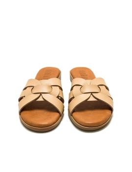 Sandalias Mustang Serraje Laminado Mujer Beige