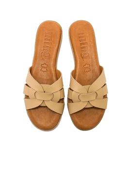 Sandalias Mustang Serraje Laminado Mujer Beige