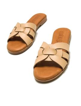 Sandalias Mustang Serraje Laminado Mujer Beige