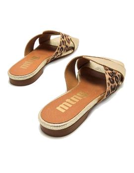 Sandalias Mustang Leopardo Natural Mujer Dorado