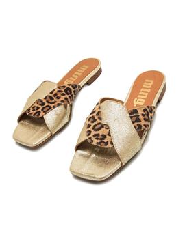 Sandalias Mustang Leopardo Natural Mujer Dorado