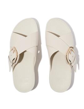 Sandalias Fitflop Leather Cross Paris Mujer Beige