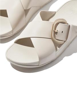 Sandalias Fitflop Leather Cross Paris Mujer Beige