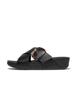 Sandalias Fitflop Leather Cross Mujer Negro