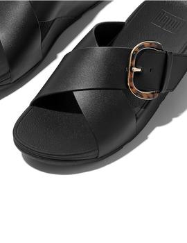 Sandalias Fitflop Leather Cross Mujer Negro
