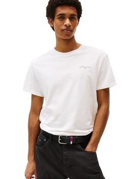 Camiseta Tommy Slim Linear Chest Hombre Blanca