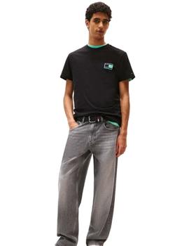 Camiseta Tommy Slim Pop Color Hombre Negro