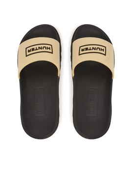 Chanclas Hunter Synthetic Slider Gravel Mujer Crema
