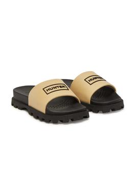 Chanclas Hunter Synthetic Slider Gravel Mujer Crema