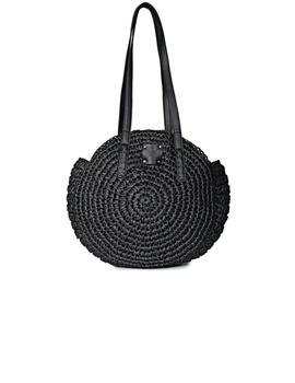 Bolso Popa Luciana Rafia Mujer Negro
