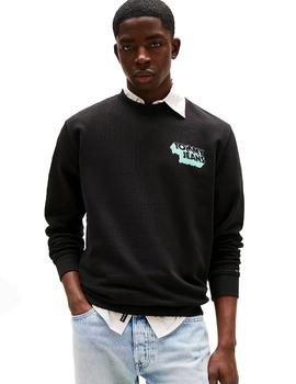 Sudadera Tommy Regular Stack Hombre Negra