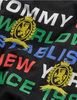 Sudadera Tommy Varsity Crew Hombre Negra