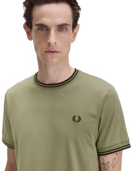 Camiseta Fred Perry Twin Tipped Hombre Verde