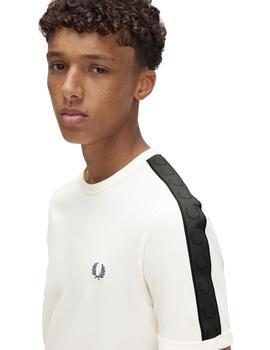 Camiseta Fred Perry Contrast Tape Ringer Hombre Blanco