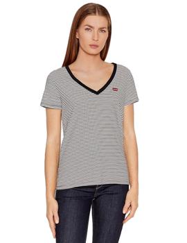 Camiseta Levis Perfect Vneck Mujer Blanco y Negro