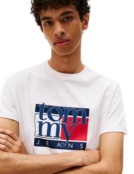 Camiseta Tommy Slim RWB Flag  Hombre Blanco