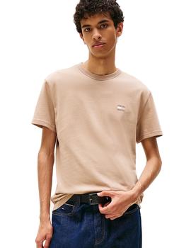 Camiseta Tommy Regular Badge Hombre Beige