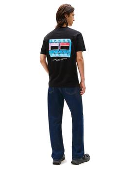 Camiseta Tommy Regular Flag Hombre Negro