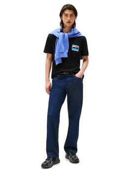 Camiseta Tommy Regular Flag Hombre Negro