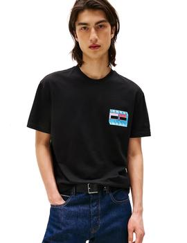 Camiseta Tommy Regular Flag Hombre Negro