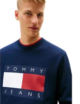 Sudadera Tommy Hilfiger Regular Big Flag Hombre Marino