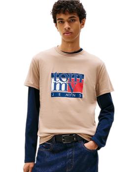 Camiseta Tommy Hilfiger Slim Hombre Taupe