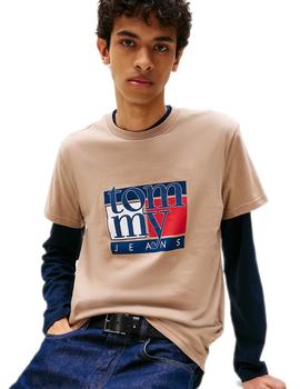 Camiseta Tommy Hilfiger Slim Hombre Taupe
