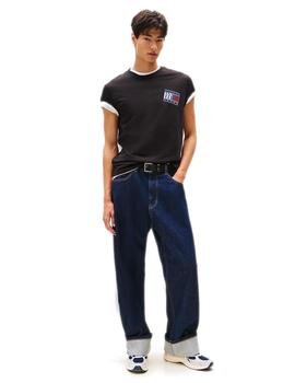 Camiseta Tommy Hilfiger Regular Flag Hombre Negra