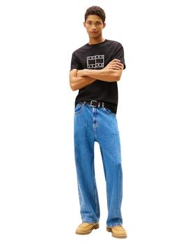 Camiseta Tommy Hilfiger Center Flag Hombre Negro